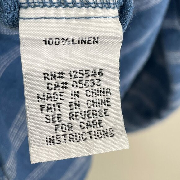 Habitat Womens Large Blue Striped 100% Linen Button Up Shirt Lagenlook Top - Picture 5 of 10